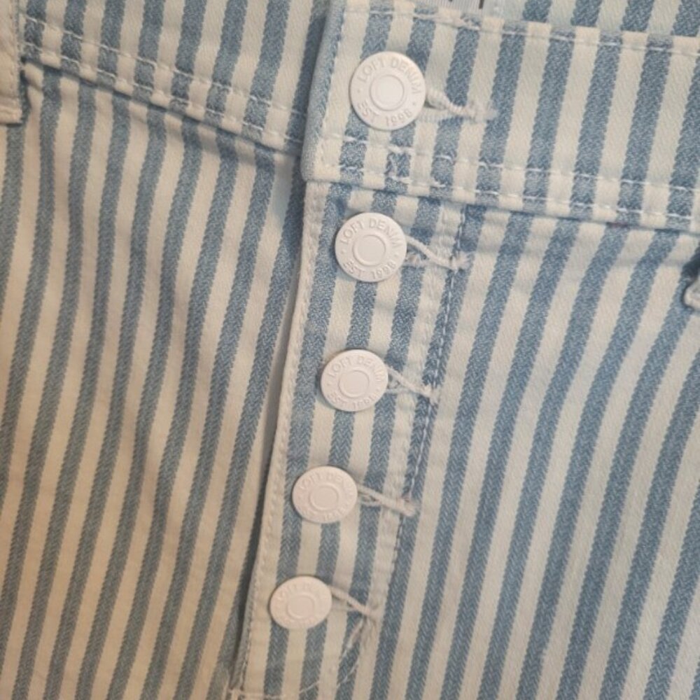 Loft Blue and White Striped The Kick Crop High Rise Regular Fit Petite Size 10